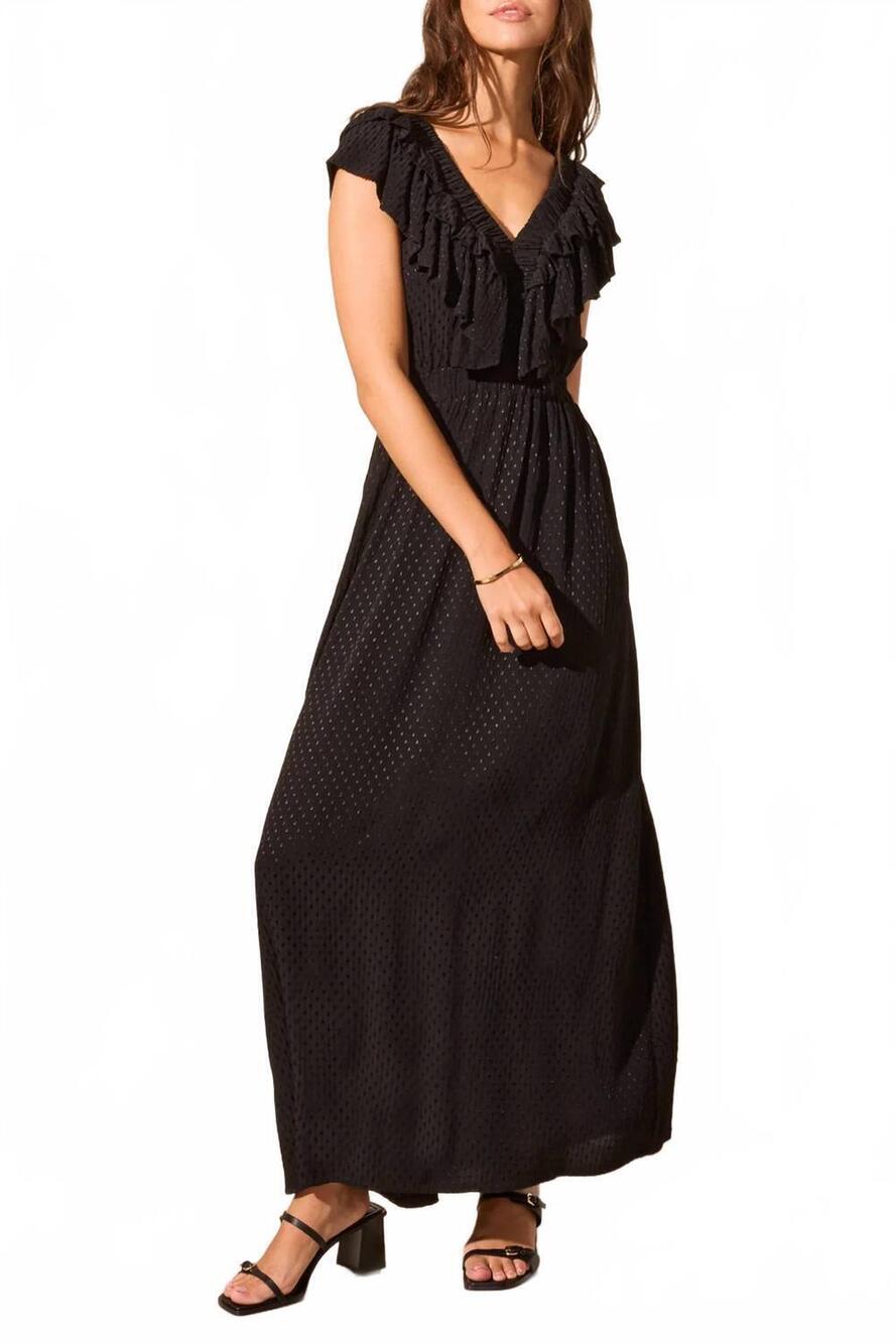 NEW TRIBAL ruffle shoulders fashion dress in black